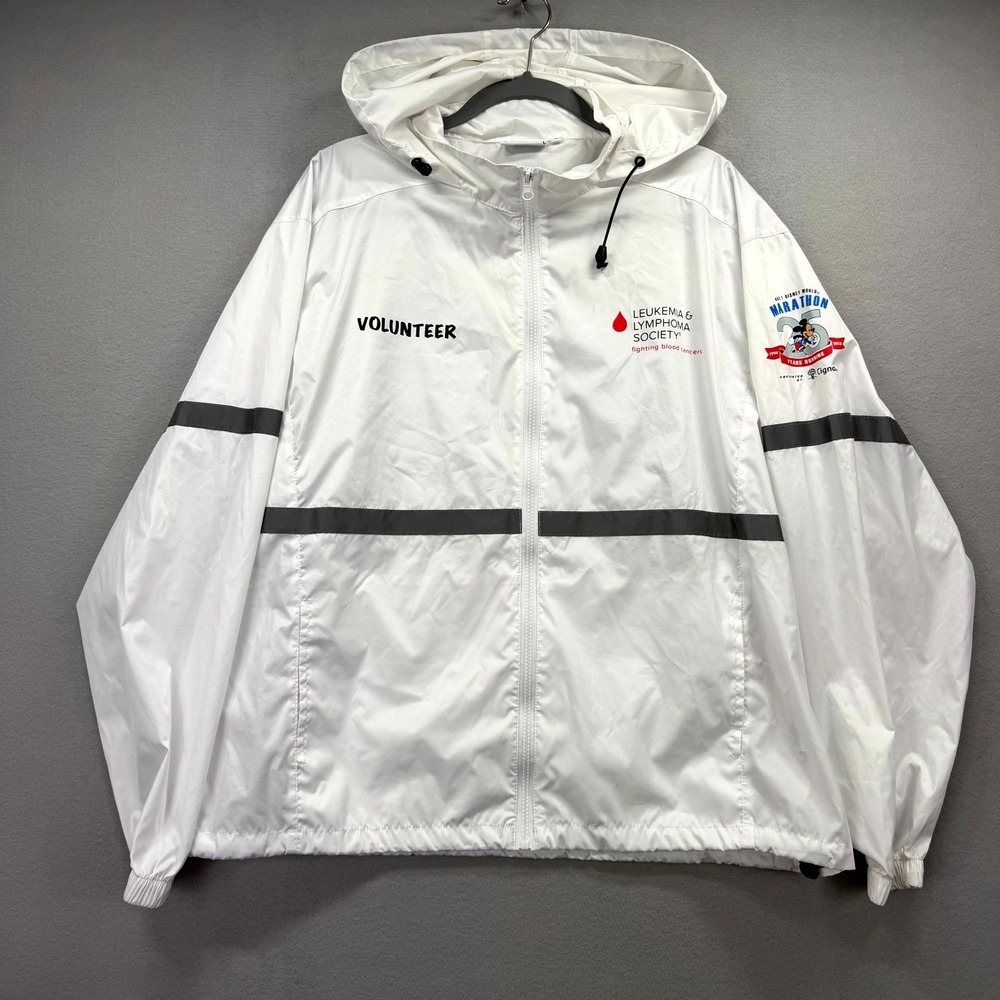 Walt Disney World Marathon Jacket‎ Men Large White Leukemia Lymphoma Volunteer
